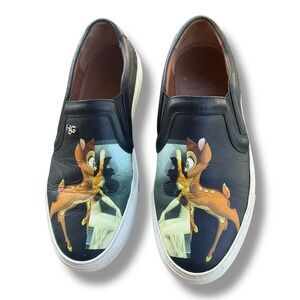 Givenchy‎ x Disney Bambi Leather Slip On Sneakers Black Womens Designer Shoes